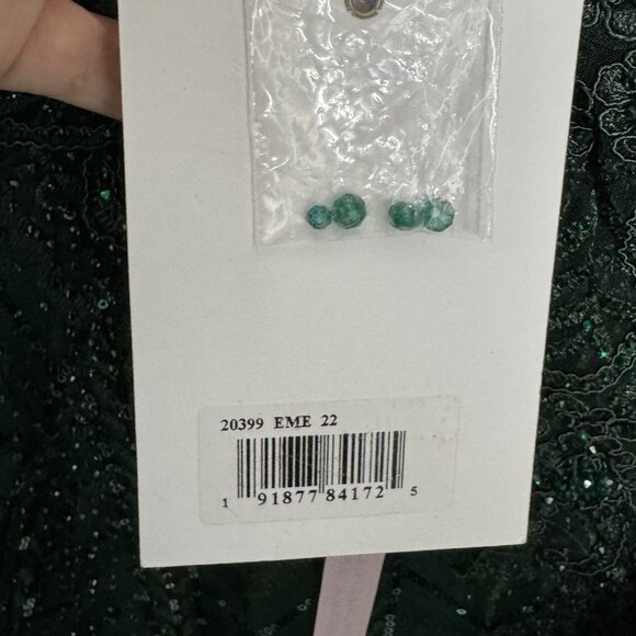 Mac Duggal Bead Sequin Tulle Fit & Flare Dress Emerald Green #20399 NWT Size 22 - Picture 8 of 10